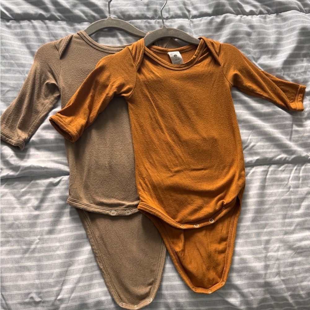 kate quinn Brown and Orange Kids One Pieces Bodysuits